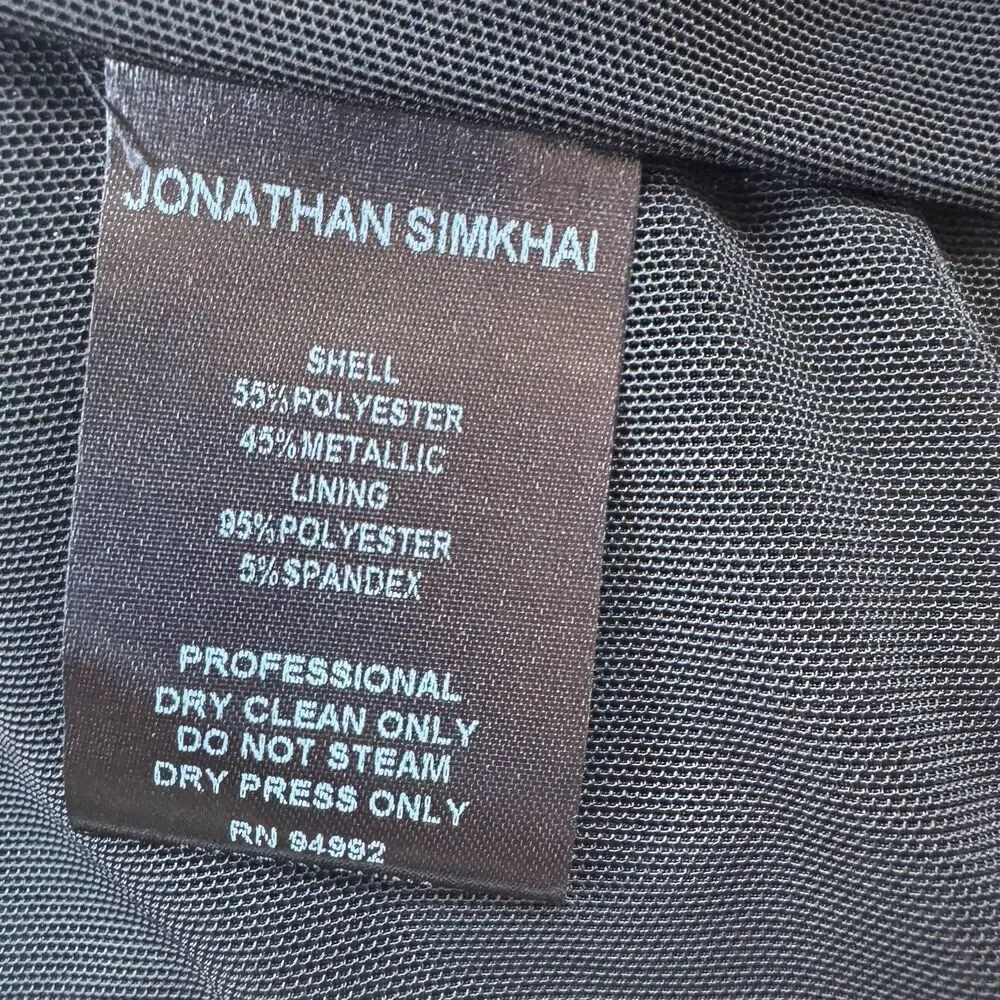 New Jonathan Simkhai Women's Metallic Size 4 Wrap Crop Top Long Sleeves Midnight - Picture 12 of 16